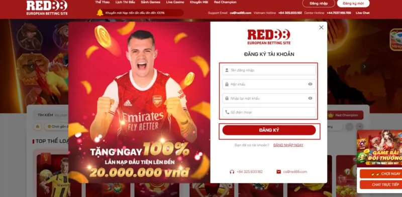 Đăng ký Red88 chơi cá cược