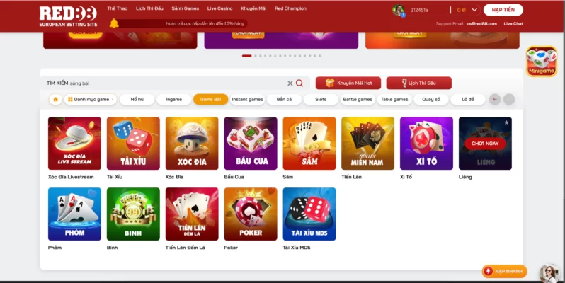 Giới thiệu một số tựa game đánh bài hay tại sòng bài Red88 